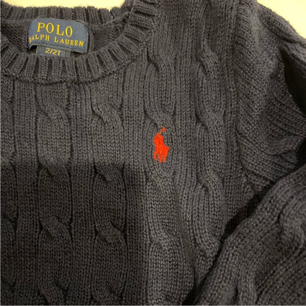 Polo Ralph Lauren Navy Blue Cable Knit Sweater 2T - Picture 2 of 3